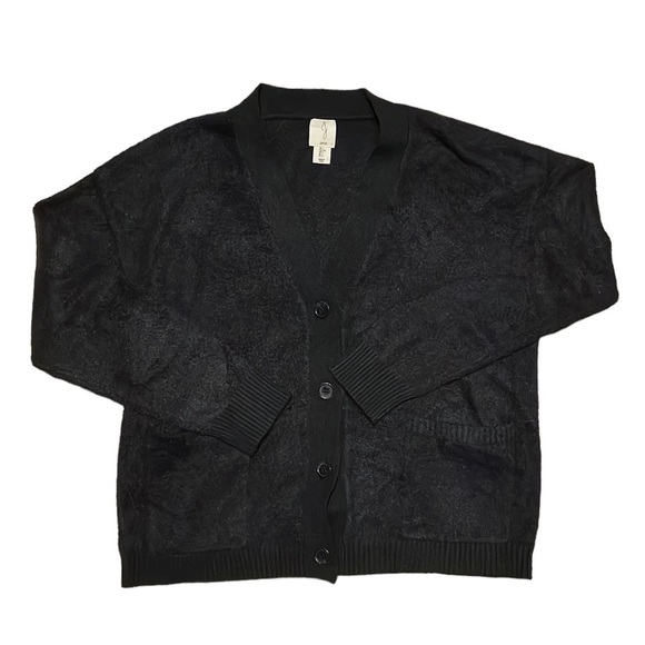 JOIE Black Long Sleeve V Neck Button Front Sweater Size Large - Picture 1 of 8